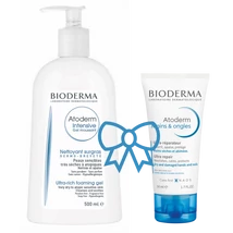 BIODERMA Atoderm Intensive gél moussant 500ml +  BIODERMA Atoderm Kéz- és körömápoló krém 50ml csomag