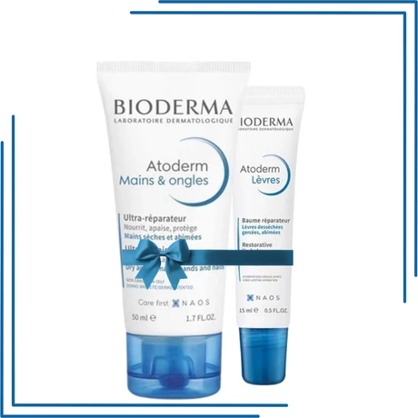 BIODERMA ATODERM KEDVENCEK CSOMAG AJAKBALZSAMMAL Atoderm Ajakápoló balzsam 15ml + BIODERMA Atoderm Kéz- és körömápoló krém 50ml