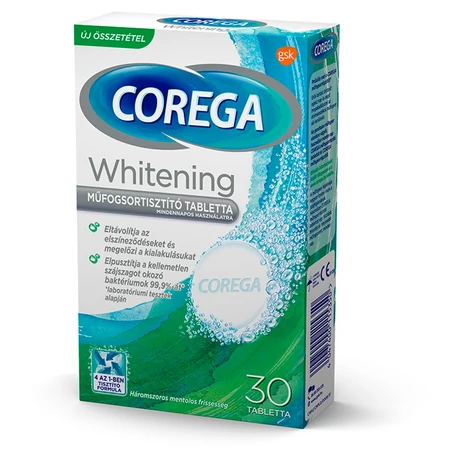 Corega Whitening műfogsortisztító tabletta 30x