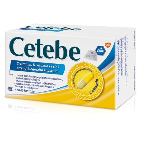 Cetebe C-vitamin, D-vitamin és cink étrend-kiegészítő kapszula 60x