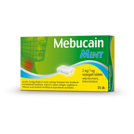 Mebucain Mint 2 mg/1 mg szopogató tabletta 20x
