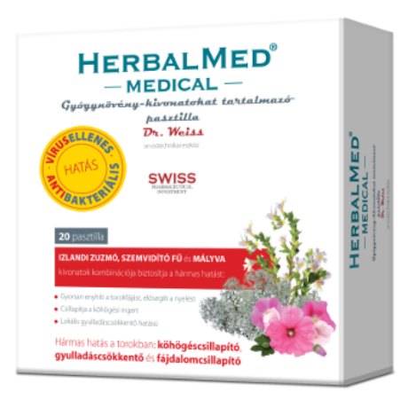 Herbalmed Medical SWISS gyógynövény pasztilla 20x