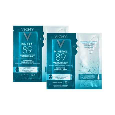 Vichy Minéral 89 Hyaluron-Booster bőrerősítő és regeneráló arcmaszk 29 g 2x