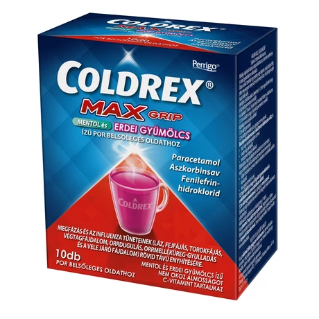 Coldrex MaxGrip mentol és erdei gyümölcs ízű por belsőleges oldathoz 10x