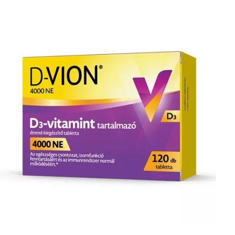 D-Vion 4000 NE D3-vitamint tartalmazó étrend-kiegészítő tabletta 120x