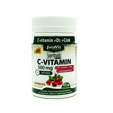 JutaVit C-vitamin 500mg nyújtott kioldódású + csipkebogyó + D3 vitamin + Cink 45x