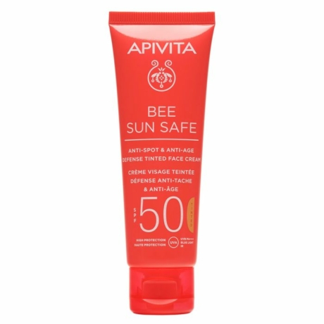 APIVITA Bee Sun Safe Színezett arckrém ráncok és pigmentfolt ellen SPF50 50ml