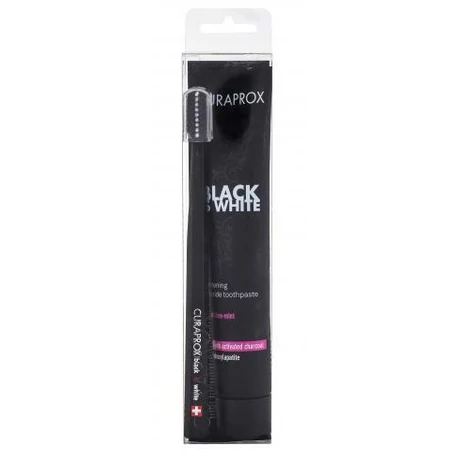 Curaprox Black is White fehérítő hatású fogkrém 90 ml + fogkefe