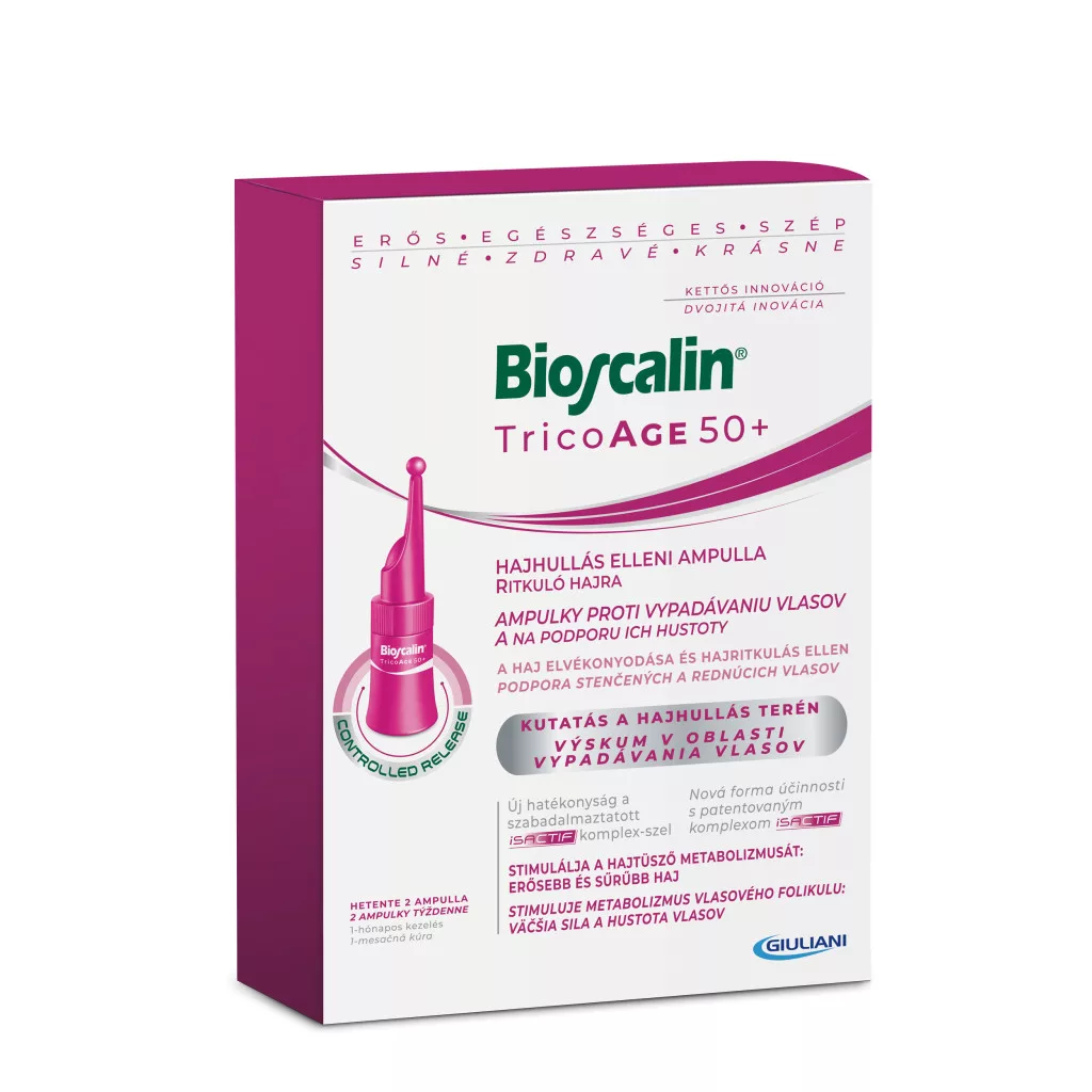 BIOSCALIN TRICOVEL TRICOAGE 50+ hajhullás elleni ampulla ritkuló hajra 8x3,5 ml