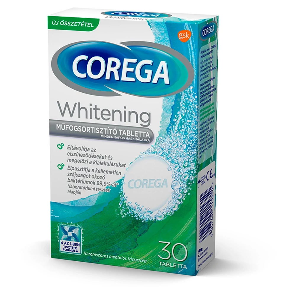 Corega Whitening műfogsortisztító tabletta 30x