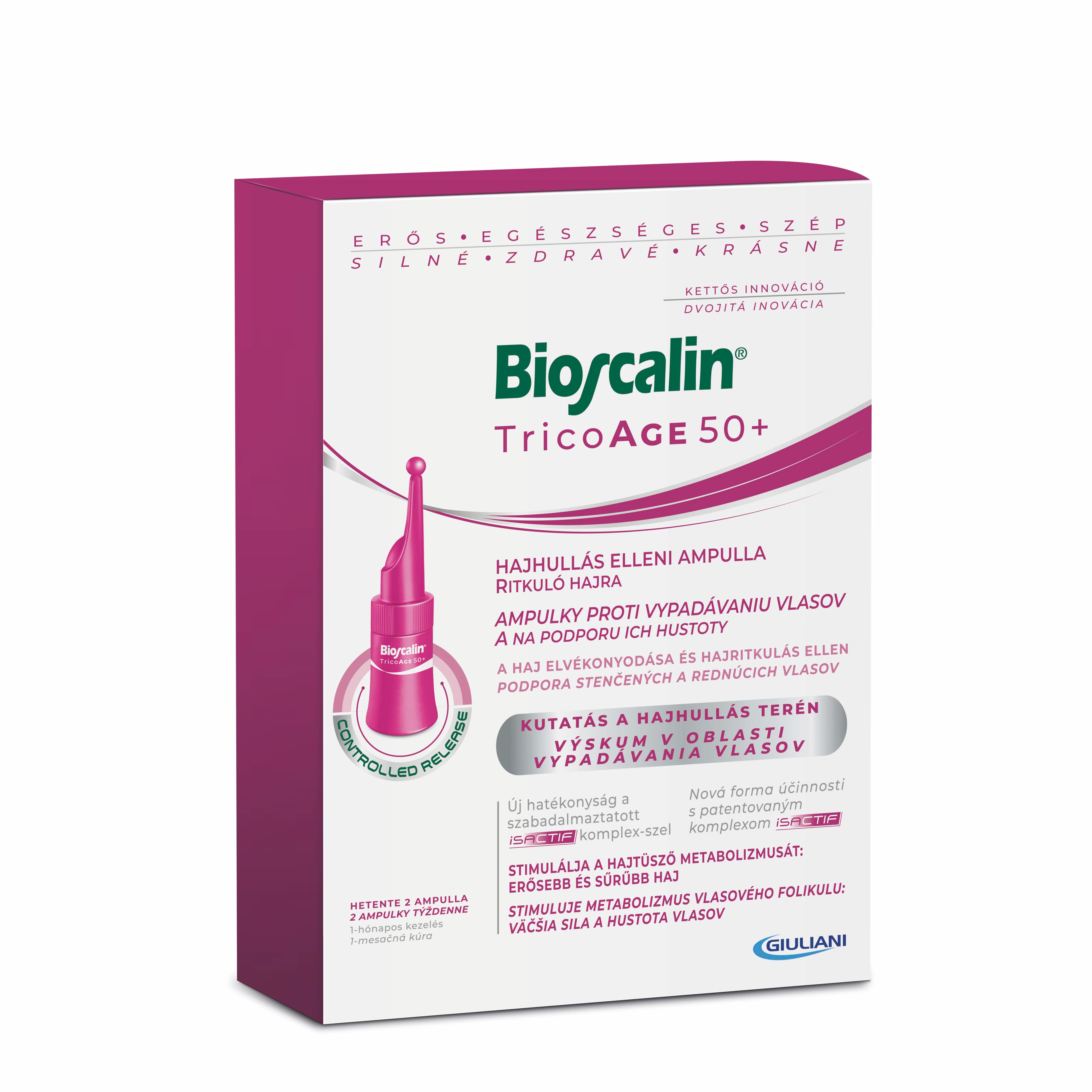 BIOSCALIN TRICOVEL TRICOAGE 50+ hajhullás elleni ampulla ritkuló hajra 8x3,5 ml