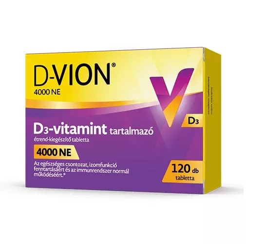 D-Vion 4000 NE D3-vitamint tartalmazó étrend-kiegészítő tabletta 120x