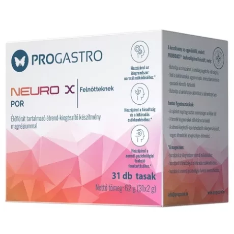 PROGASTRO NEURO X élőflórát tartalmazó étrend-kiegészítő készítmény magnéziummal 31 db tasak