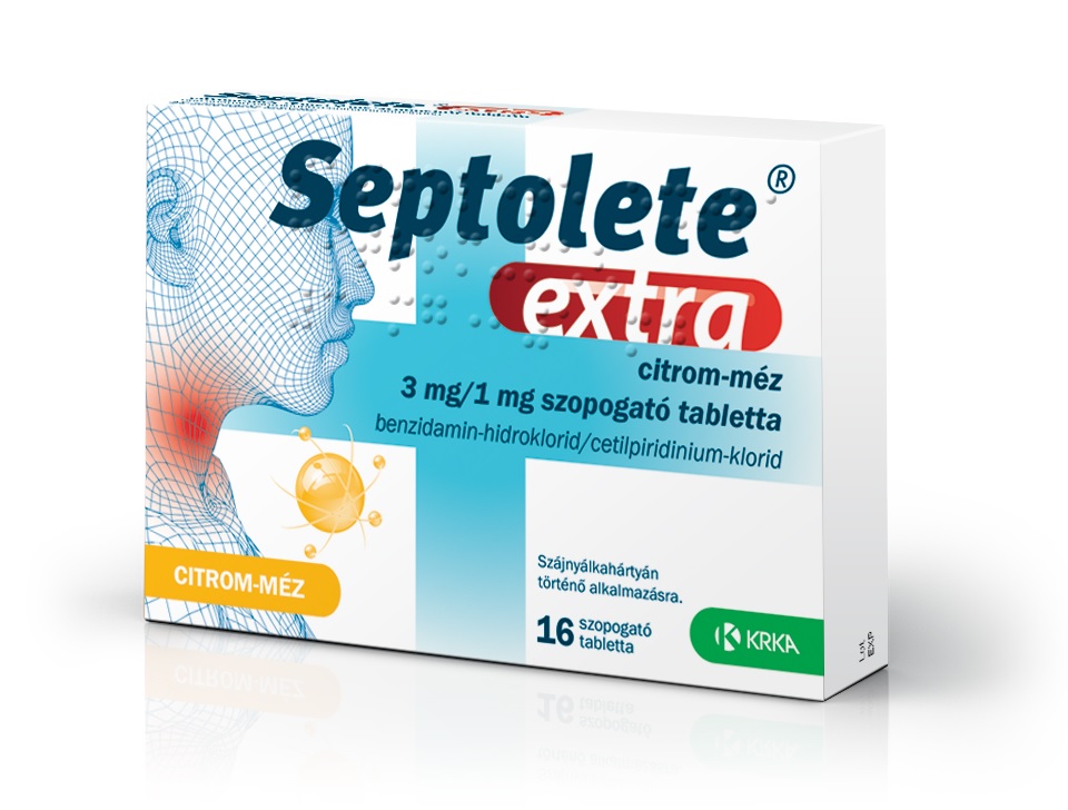 Septolete Extra 3 mg/1 mg szopogató tabletta Citrom-Méz ízű 16x