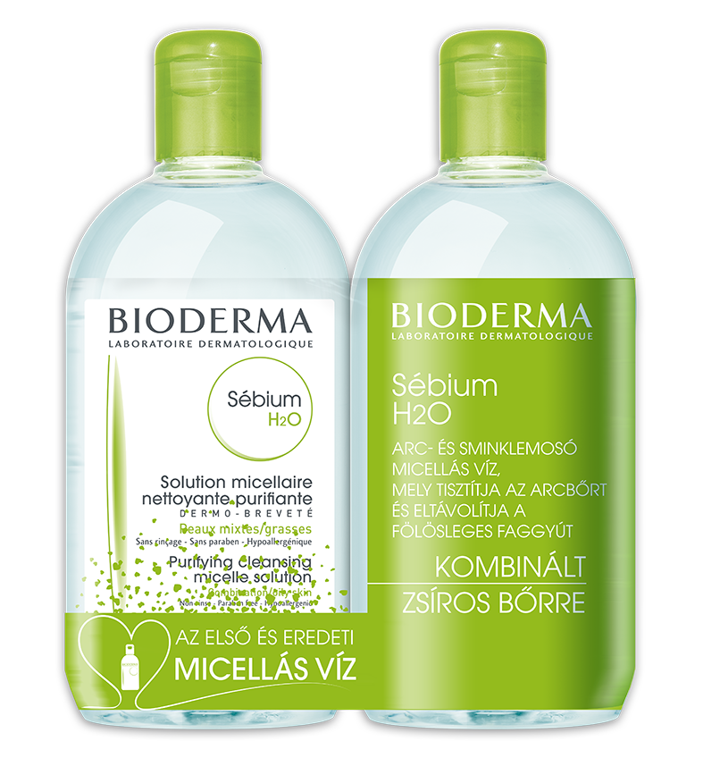 BIODERMA Sebium H2O arc- és sminklemosó micellaoldat duo 2X250ml