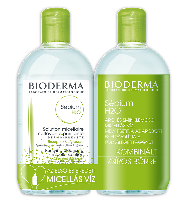 BIODERMA Sebium H2O arc- és sminklemosó micellaoldat duo 2X500ml