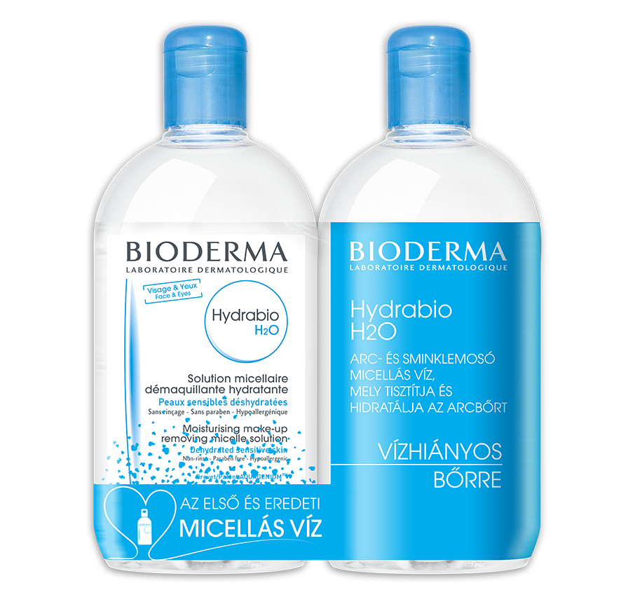 BIODERMA Hydrabio H2O arc- és sminklemosó micellaoldat duo 2X500ml